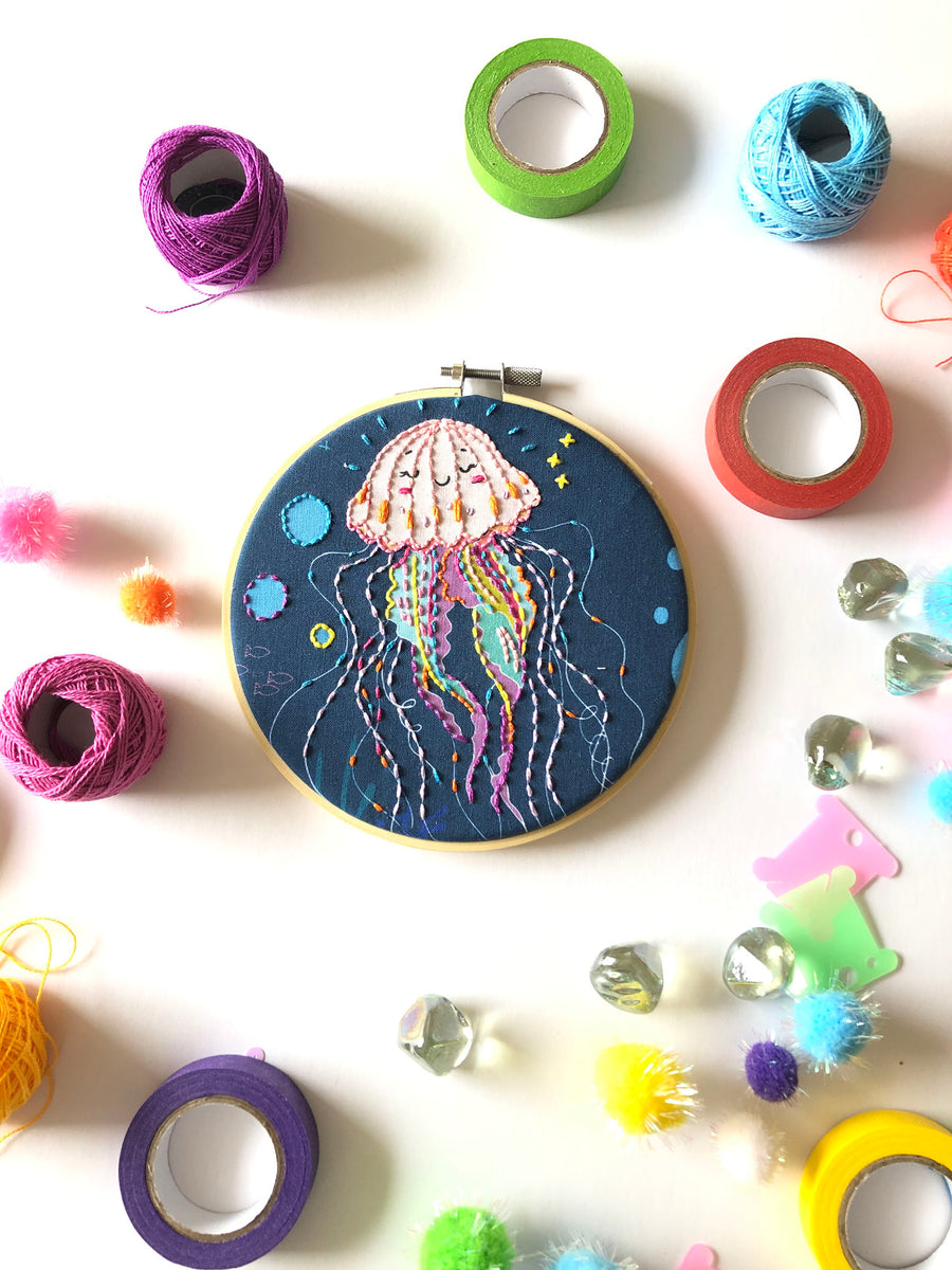 Jellyfish embroidery kit for beginners