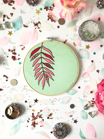 Pink Fern Embroidery Kit