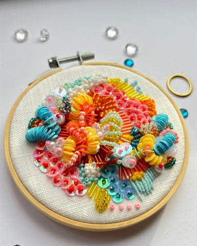 Copy of ONLINE WORKSHOP IN 3D BEAD EMBROIDERY (with kit)  (30th March 2024 7-9pm uk time)