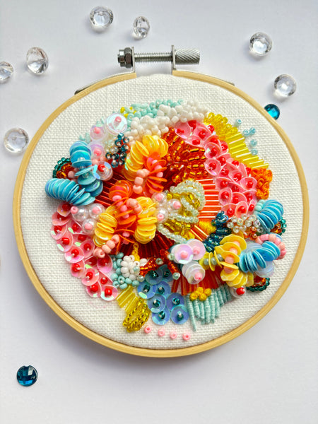 Copy of ONLINE WORKSHOP IN 3D BEAD EMBROIDERY (with kit)  (30th March 2024 7-9pm uk time)