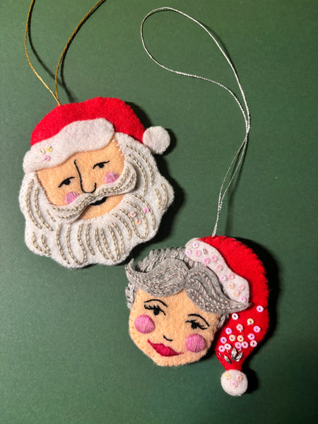 Mr and Mrs Claus Felt Ornament PDF Tutorial