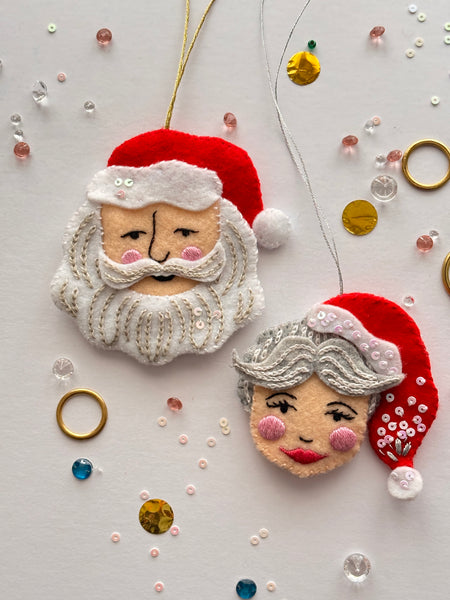Mr and Mrs Claus Felt Ornament PDF Tutorial
