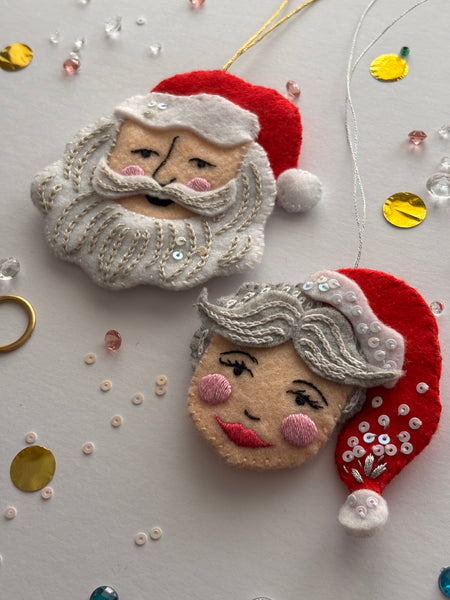 Mr and Mrs Claus Felt Ornament PDF Tutorial