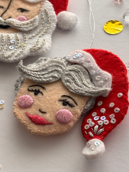 Mr and Mrs Claus Felt Ornament PDF Tutorial