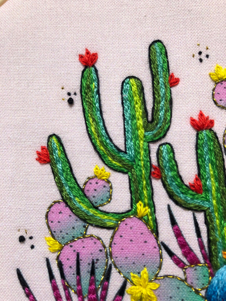 Rainbow Cactus Embroidery Kit