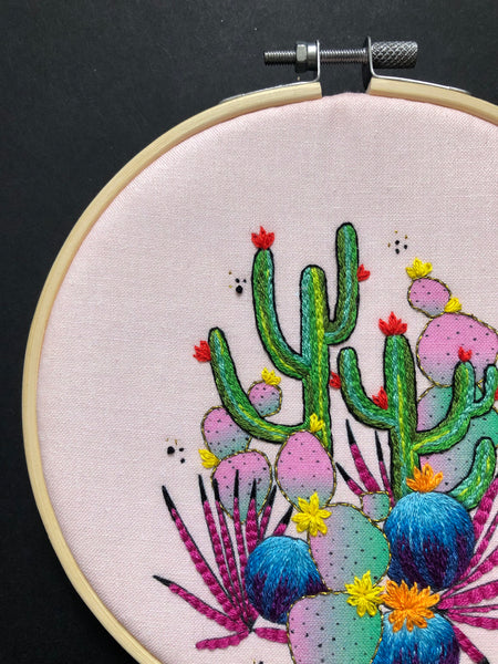 Rainbow Cactus Embroidery Kit