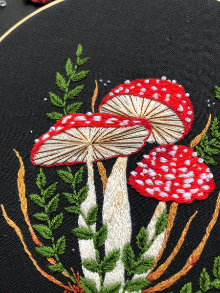 Toadstool Mushroom Embroidery Kit, needlecraft, embroidery pattern, beginners needlecraft, modern embroidery kit, hoop art, embroidery art