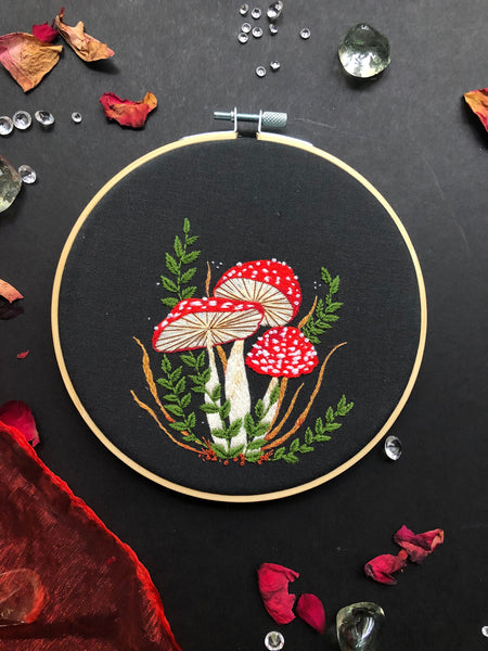 Toadstool Mushroom Embroidery Kit, needlecraft, embroidery pattern, beginners needlecraft, modern embroidery kit, hoop art, embroidery art