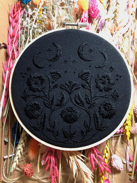 New Moon Embroidery Kit, DMC, needlecraft kit, embroidery pattern, beginner embroidery kit, modern embroidery kit, wall art embroidery