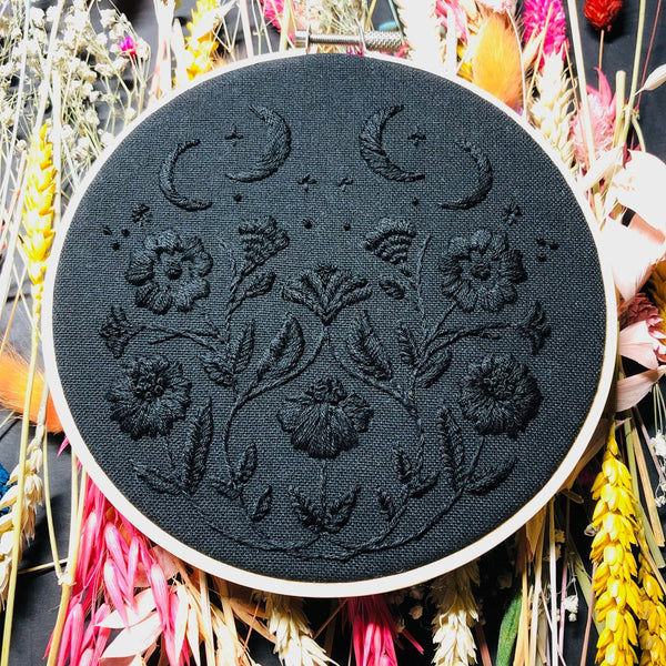 New Moon Embroidery Kit, DMC, needlecraft kit, embroidery pattern, beginner embroidery kit, modern embroidery kit, wall art embroidery