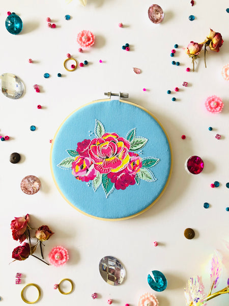 Roses embroidery kit