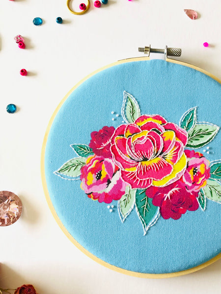 Roses embroidery kit